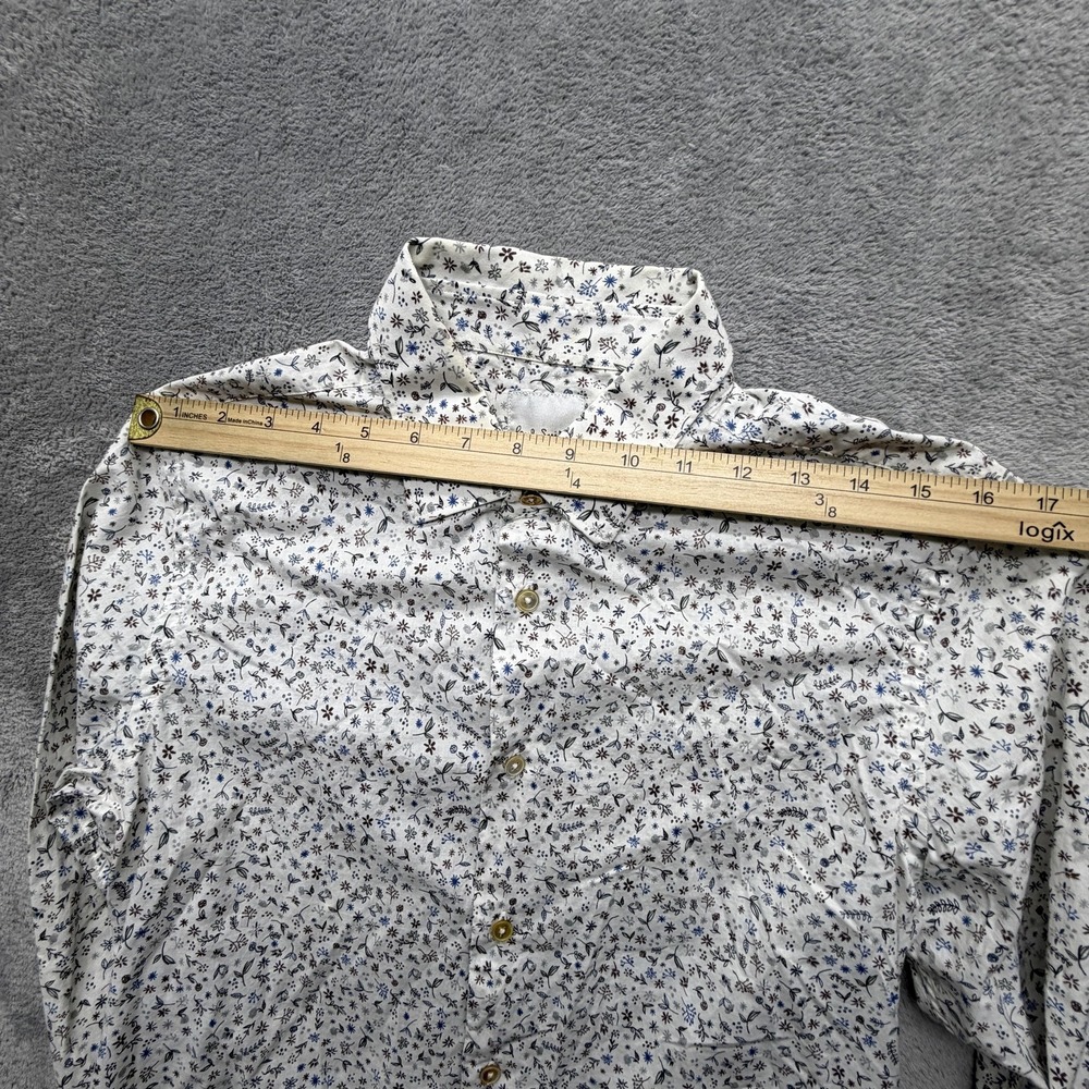 Paul Smith Shirt Mens White Floral Button Up Long Sleeve Made In Italy Cotton - Picture 10 of 12